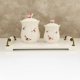 Pote Borboletas em Porcelana com Tampa Branco 660ml - Ela Decora